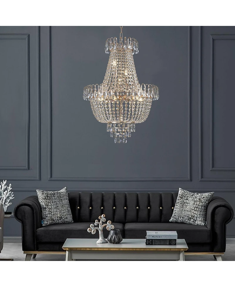 Clihome Gold Crystal Chandeliers, Large Contemporary Luxury Ceiling Lighting (Without Bulb)
