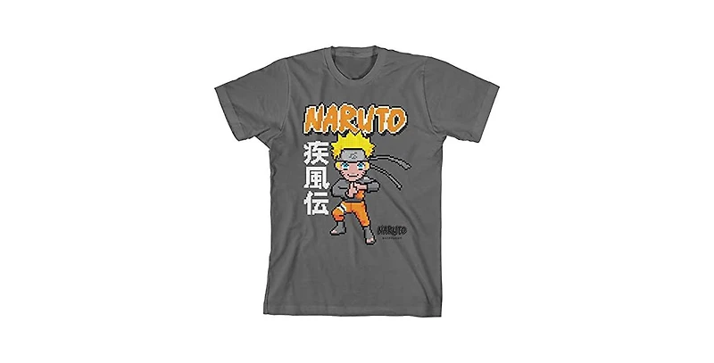 Naruto Boys Shippuden Pixel Character Youth Charcoal Graphic