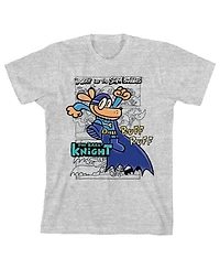 Dog Man Boys Hand Drawn With Colorful Logo The Bark Knight on Athletic Heather Youth