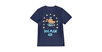 Dog Man Boys Surrounded By Stars Youth Navy Crew Neck Short Sleeve T-shirt -Xl