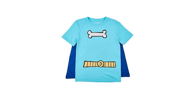 Dog Man Big Boys Bone and Belt Print Blue Crew Neck Short Sleev Cape Tee-14