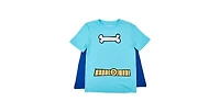 Dog Man Big Boys Bone and Belt Print Blue Crew Neck Short Sleev Cape Tee-14