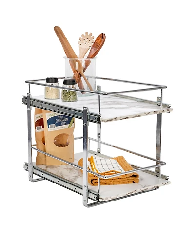 Household Essentials Glidez Steel Pull-Out Storage Organizer, 2-Tier Design