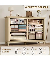 gaomon 6 Dresser for Bedroom, 47 in Wide Drawer Dresser with Storage Freestanding, For Living Room, Bedroom, Entryway