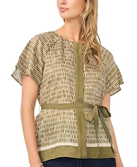 Vince Camuto Women's Flutter-Sleeve Belted Blouse