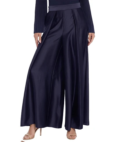 Muse Women's Satin High Rise Pleated Wide-Leg Pants