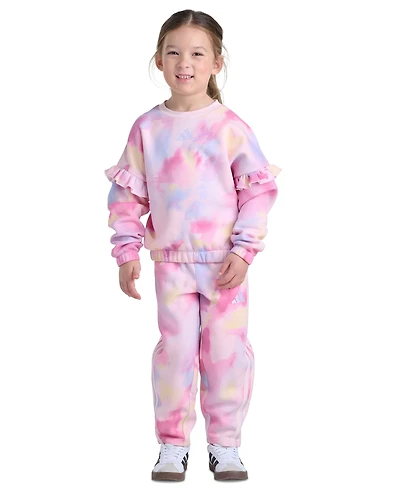 adidas Girls' 2T-6X Long-Sleeve Sweatshirt and Pants, 2-Piece Set