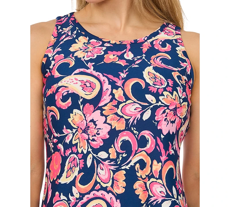Msk Petite Printed Round Neck Sleeveless Maxi Dress