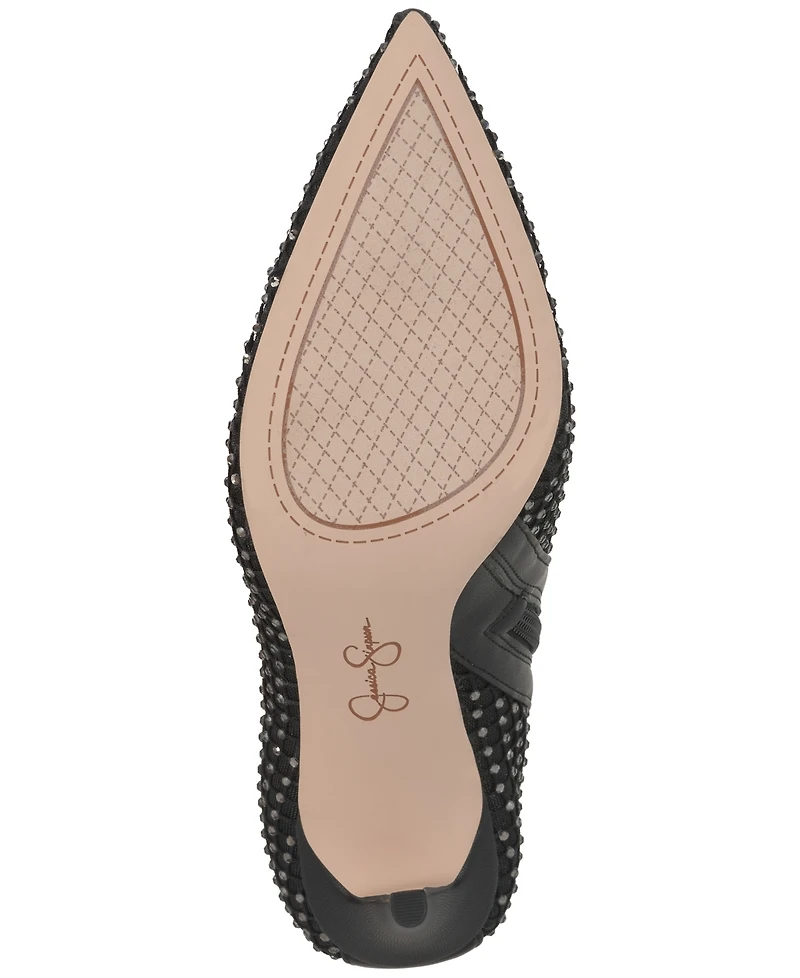 Jessica Simpson Women's Pazra Rhinestone Mesh Stiletto Dress Booties
