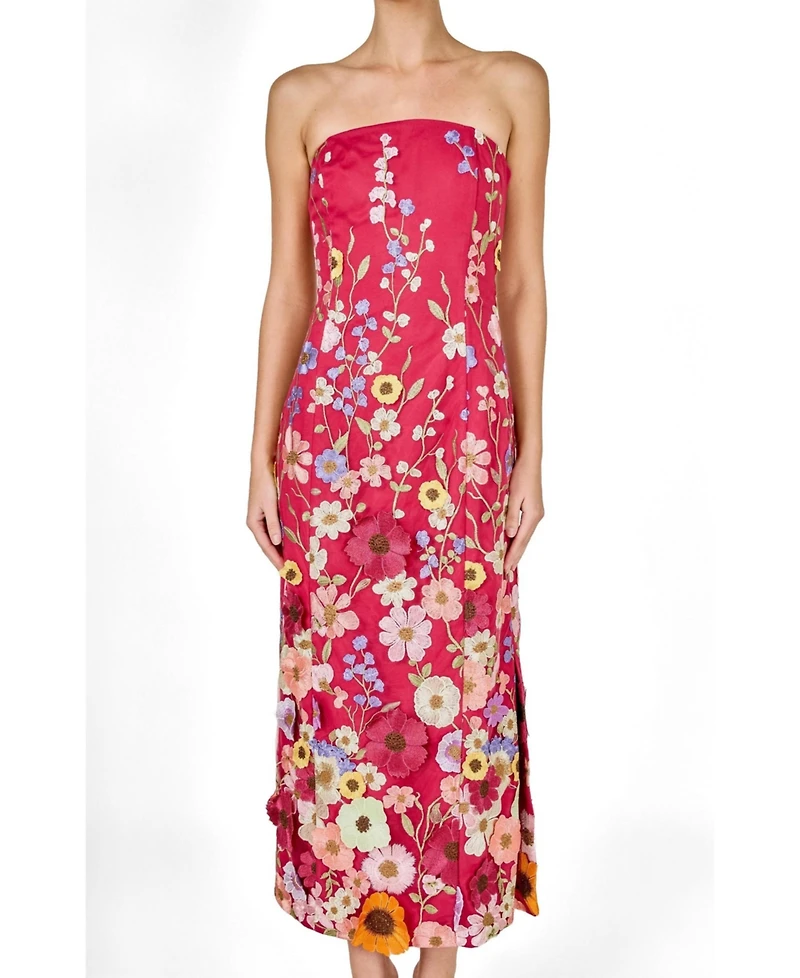 endless rose Women's Strapless Floral Embroidered Mini Dress