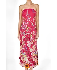 endless rose Women's Strapless Floral Embroidered Mini Dress