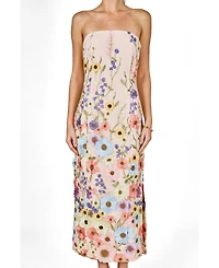 endless rose Women's Strapless Floral Embroidered Mini Dress
