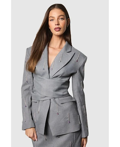 Coast Women's Muse Check Tie Embellished Blazer