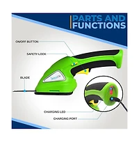 Pyle Cordless Handheld Grass Cutter Shears with Hedge Trimmer Blade