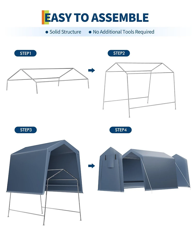 gaomon Portable Carport Motorcycle Shelter, Heavy Duty Pe Fabric Storage Shed, Garage Tent
