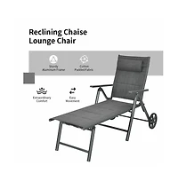 Boyel Living Patio Reclining Chaise Lounge with Adjust Neck Pillow