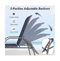 Boyel Living 2 Piece Outdoor Patio Lounge Chair Chaise Fabric with Adjustable Reclining Armrest