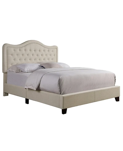 Boyel Living Modern Upholstered Bed Frame with Curved Tufted Headboard Platform Bed with Solid Wood Frame