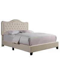 Boyel Living Modern Upholstered Bed Frame with Curved Tufted Headboard Platform Bed with Solid Wood Frame