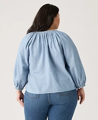 Levi's Plus V-Neck Chambray Relaxed Fit Reverie Cotton Top