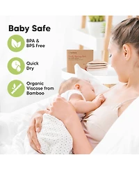 KeaBabies 8pk Organic Nursing Pads, Washable Breast Pads + Wash Bag, Reusable Nipple