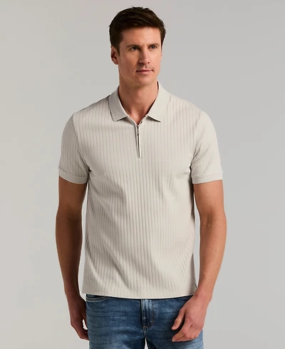 Perry Ellis Men's Slim-Fit Ribbed-Knit 1/4-Zip Polo Shirt
