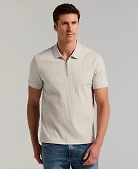 Perry Ellis Men's Slim-Fit Ribbed-Knit 1/4-Zip Polo Shirt