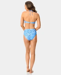 California Waves Women's Printed Bandeau Neck Swim Bikini Top, Macy's Exclusive