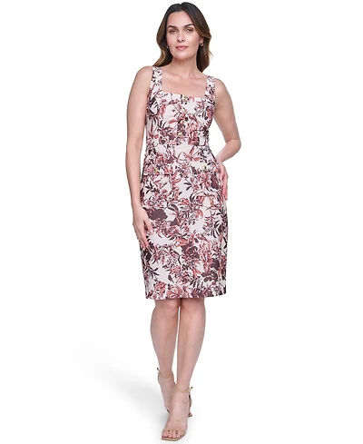 Eliza J Women's Sleeveless Square Neck Button-Down Sheath Dress