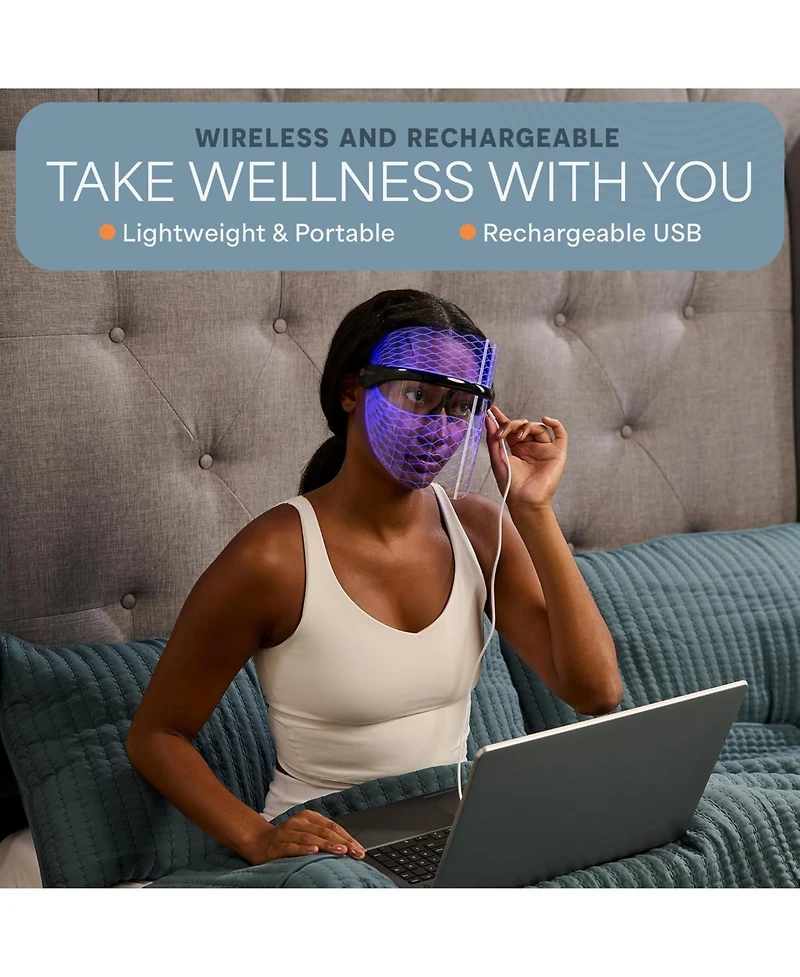LifePro VizaCure Led Face Mask for Light Therapy - Black Led Mask for Face and Neck Care - Portable Led Light Therapy Device.