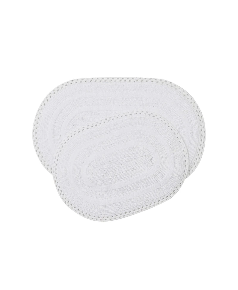 Laura Ashley Camilla Crochet Border 2-Pc. Oval Bath Mat Set