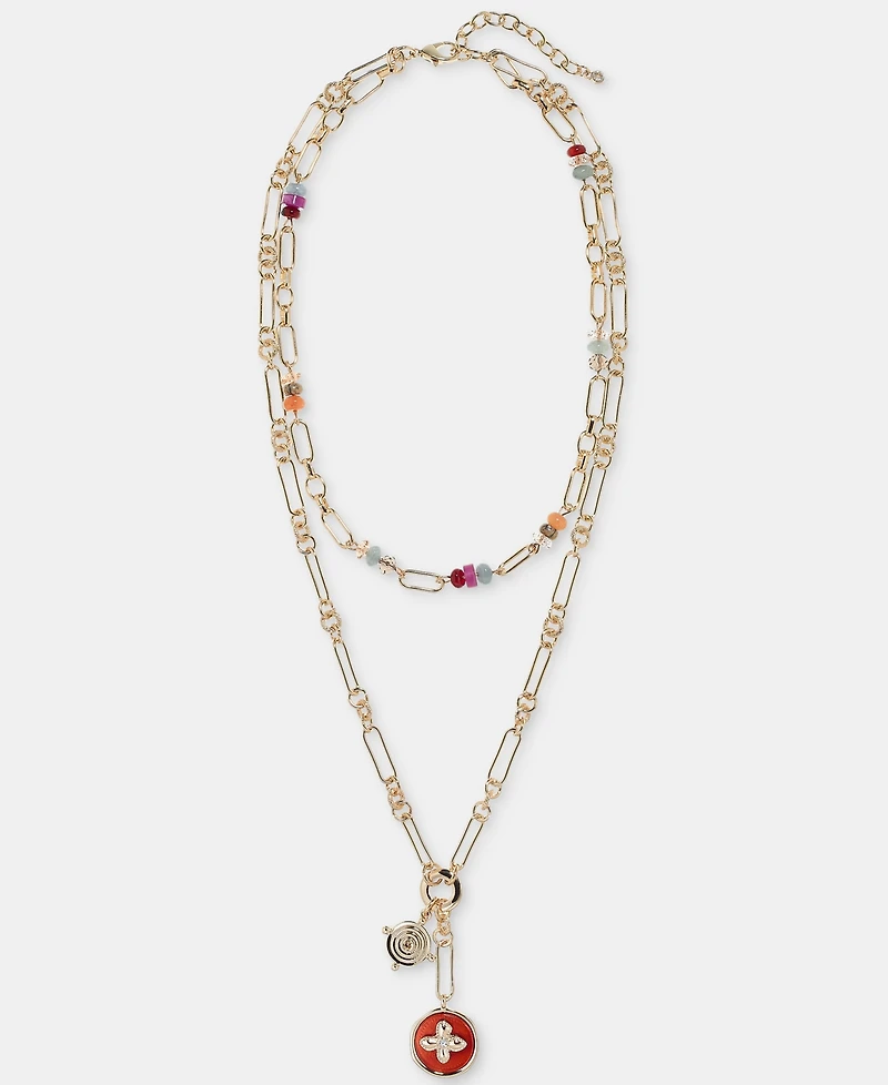 On 34th Bead & Charm Layered Lariat Necklace, 16" + 2" extender, Macy's Exclusive