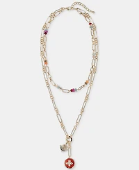 On 34th Bead & Charm Layered Lariat Necklace, 16" + 2" extender, Macy's Exclusive