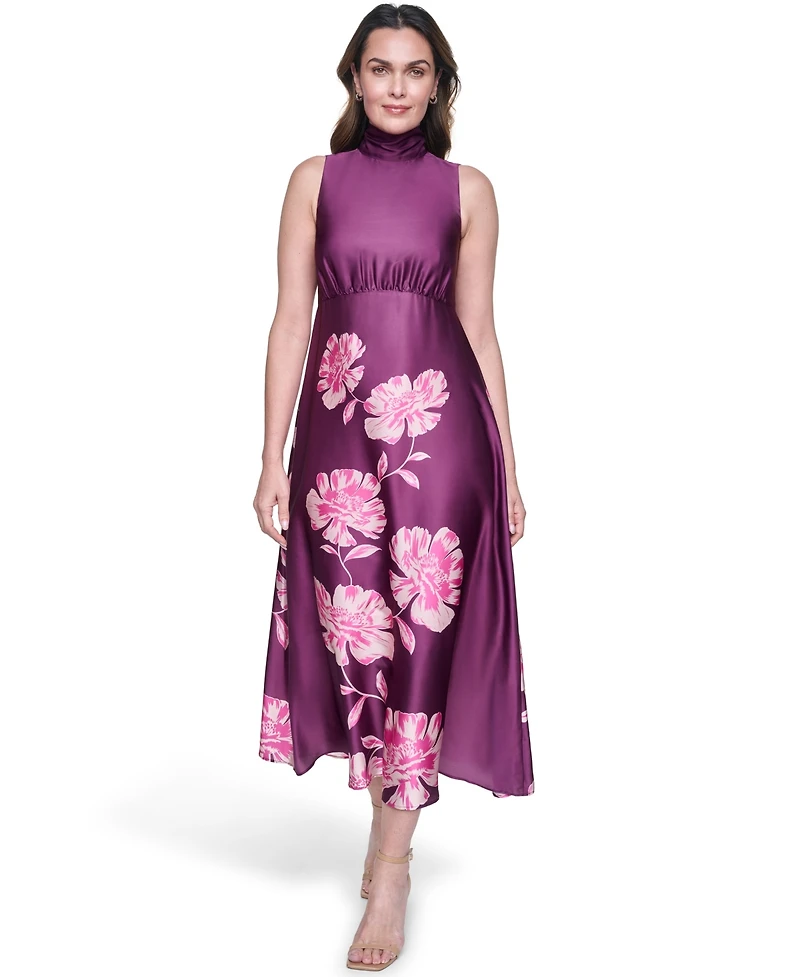 Eliza J Petite Halter Neck Zipper Midi Dress