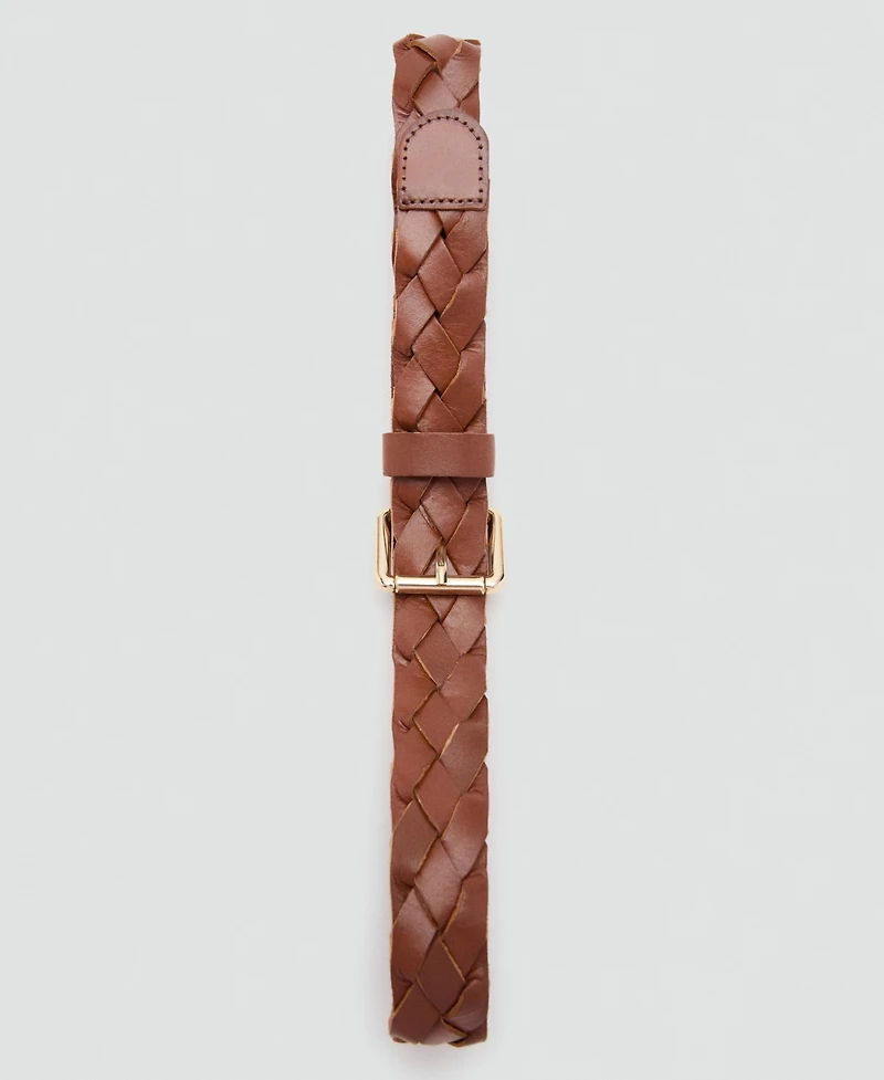 Mango Women's Braided Leather Belt