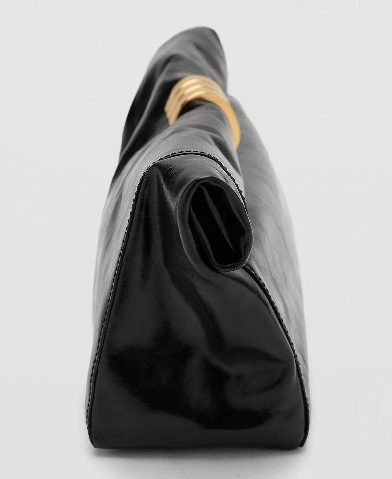 Mango Women's Metal Detail Leather Handbag