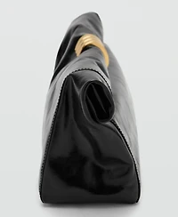Mango Women's Metal Detail Leather Handbag