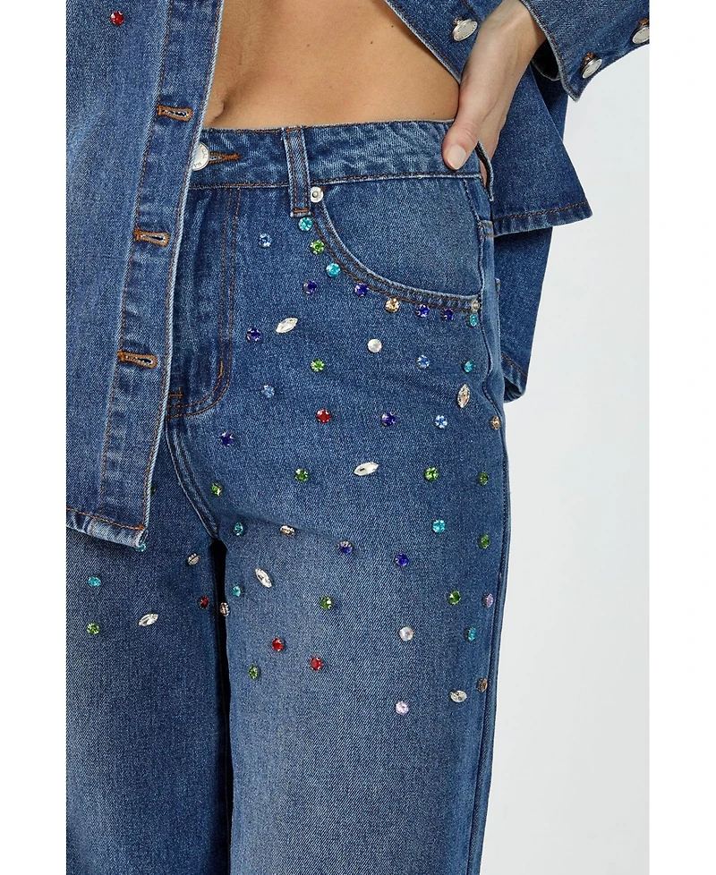 Nasty Gal Women's Denim Jewel Baggy Jeans