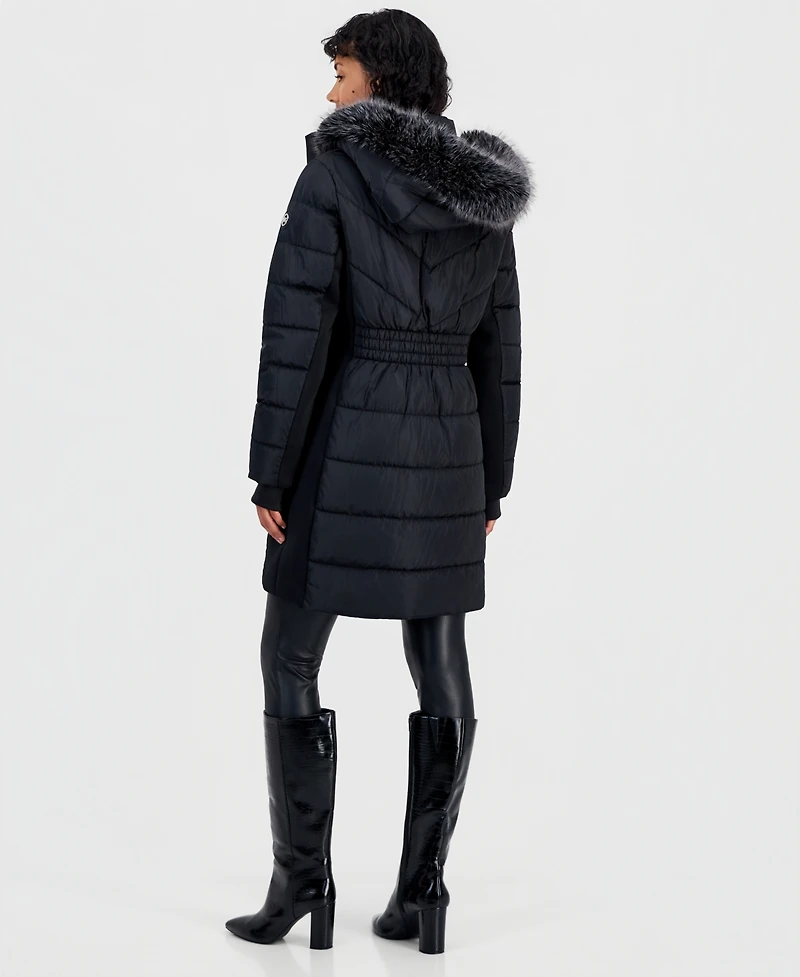 Michael Kors Women's Hooded Faux-Fur Trim Puffer Coat