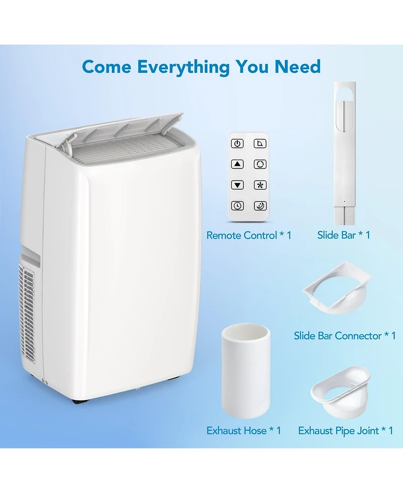 Xo 14,000 Btu Portable Air Conditioner with Cooling, Dehumidification and Fan, Led Touch Panel, Remote and Window Kit