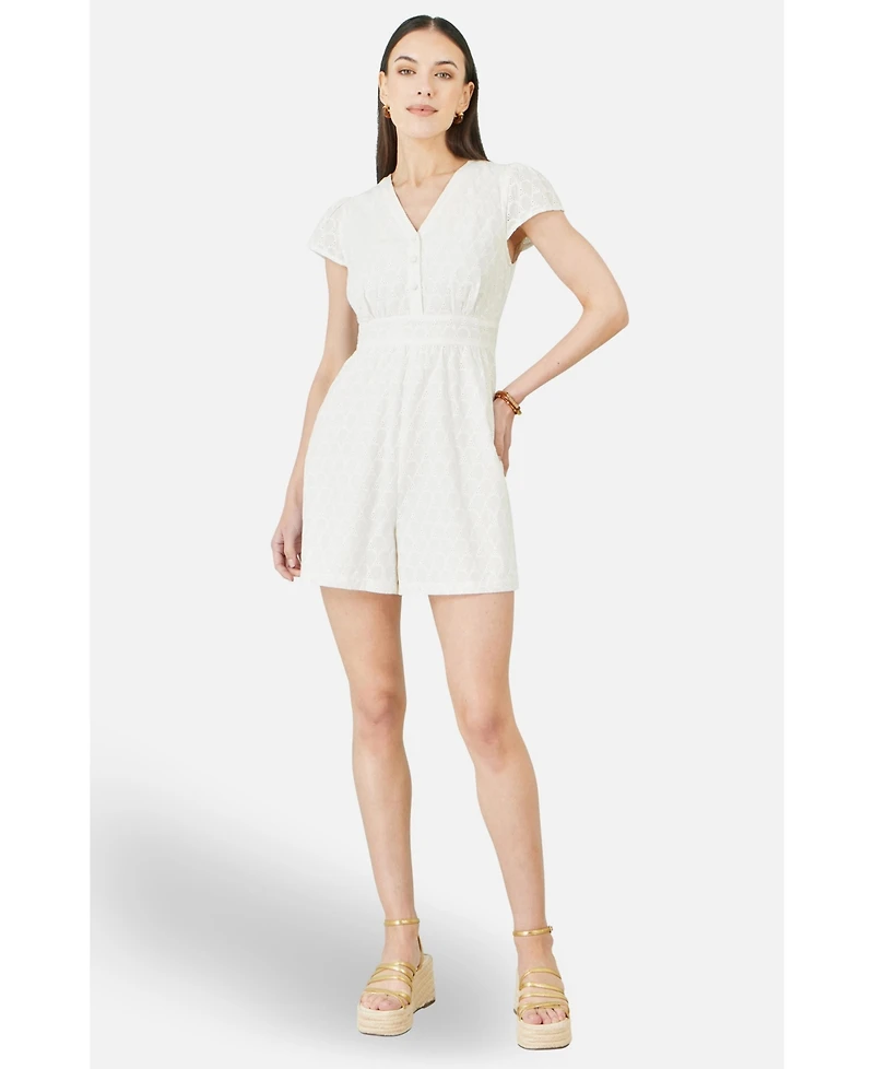 Yumi Women's Cotton Broderie Anglaise Playsuit