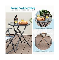 Boyel Living 3 Pieces Outdoor Folding Chair Set Portable Folding Chair Set