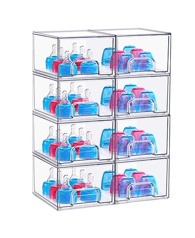 Sorbus Small Clear Stackable Pull-Out Storage Organizer Bins for Baby Bottles, Bathroom
