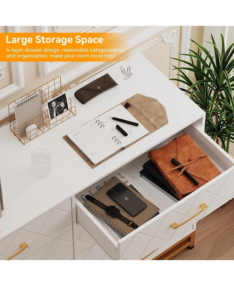 homfan Modern 8-Drawer Tall Wooden Dresser, Space-Saving Storage Chest with Soft-Close Slides and Anti-Tip Kit