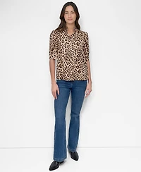 Dkny Jeans Petite Cotton Puff-Sleeve Button-Front Shirt