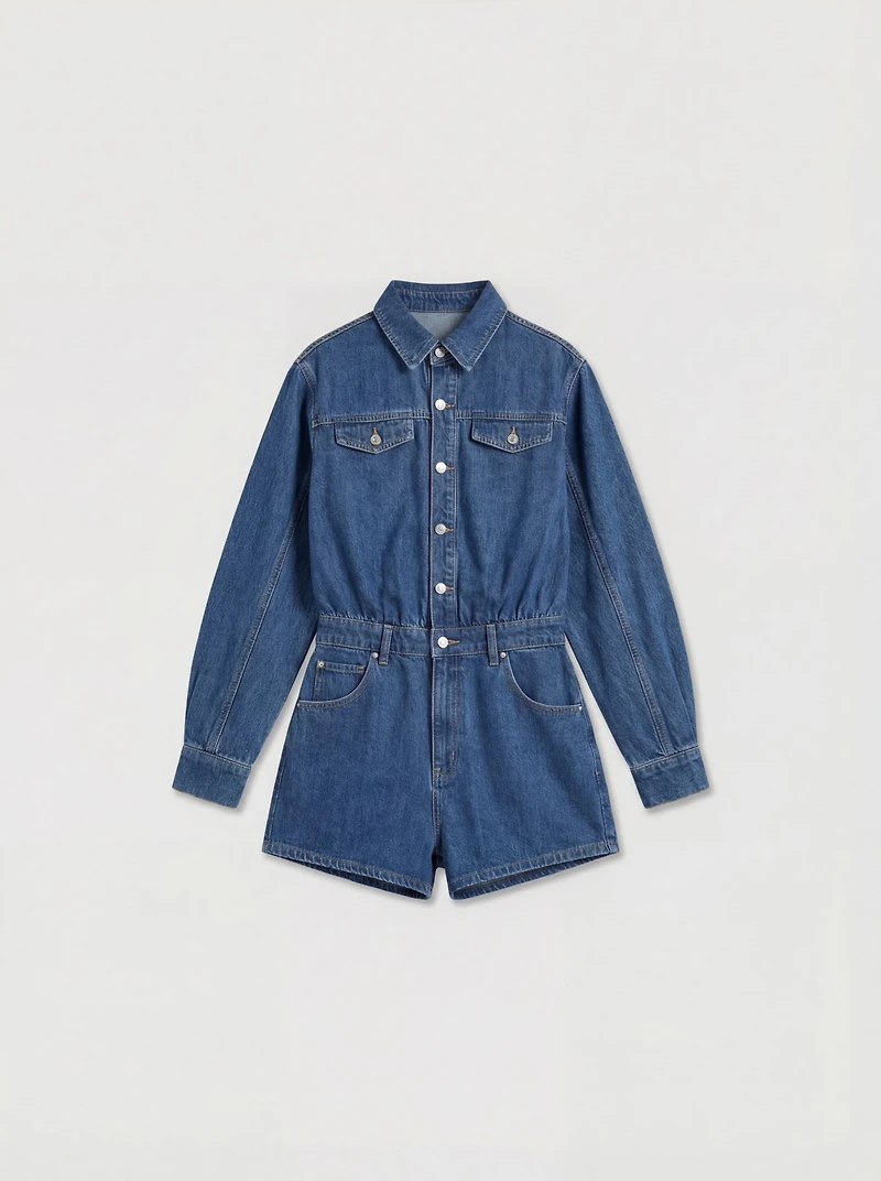 MissPap Women's Structured Shoulder Denim Playsuit