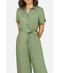 Yumi Women's Structured Belted Cropped Jumpsuit