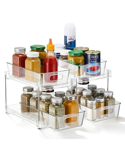Sorbus 2 Pack 2-Tier Pull-Out Pantry Organizers Storage Drawers - for Pantry, Kitchen and Under Sink