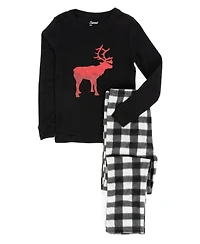 Leveret Kids Matching Family Cotton Top and Fleece Pants Holiday Pajamas.