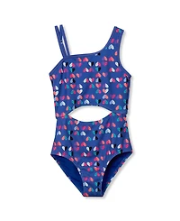 Lands' End Girls Chlorine Resistant Asymmetrical One Piece Swimsuit